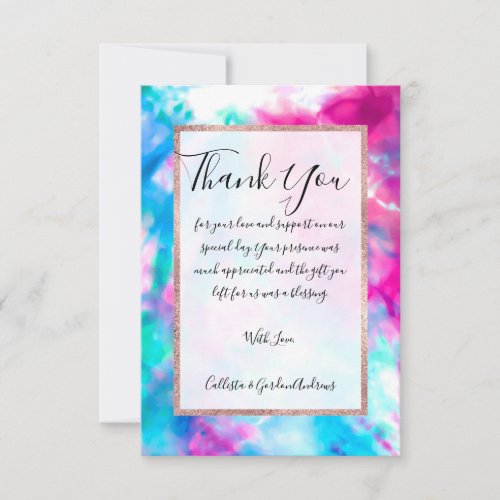 Cool Artsy Girly Purple Pink Blue Tie Dye Pattern Thank You Card
