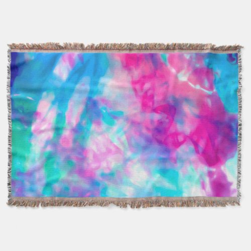 Cool Artsy Girly Purple Pink Blue Tie Dye Pattern Throw Blanket