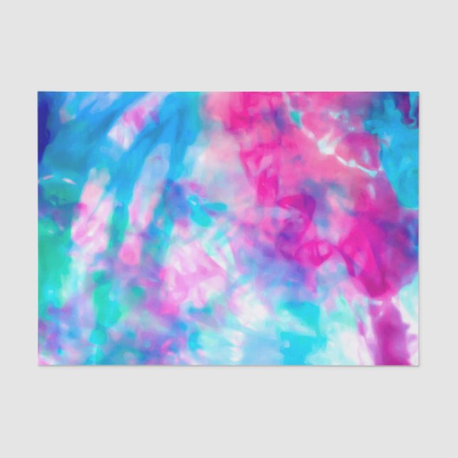 Cool Artsy Girly Purple Pink Blue Tie Dye Pattern Tissue Paper (Front)