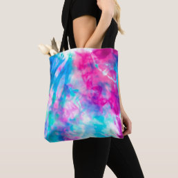 Cool Artsy Girly Purple Pink Blue Tie Dye Pattern Tote Bag