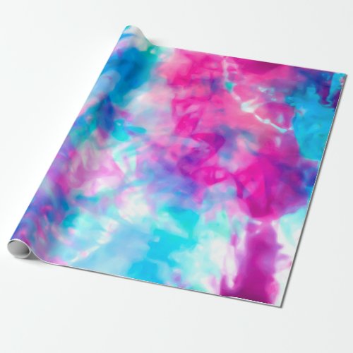 Cool Artsy Girly Purple Pink Blue Tie Dye Pattern Wrapping Paper
