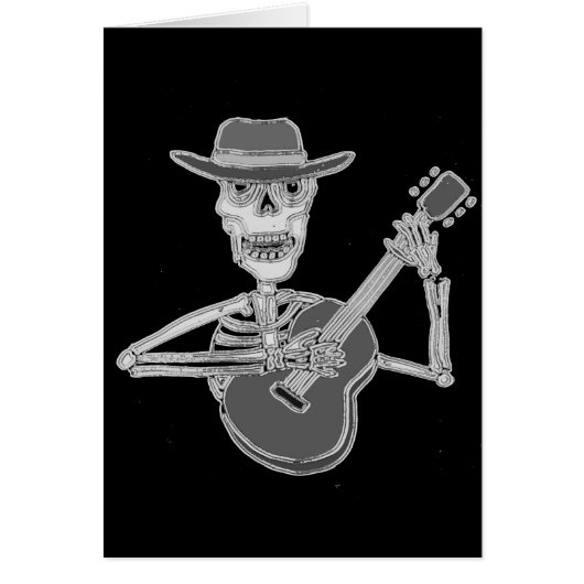 Cool Artsy Skeleton Playing Guitar Cards (Front)
