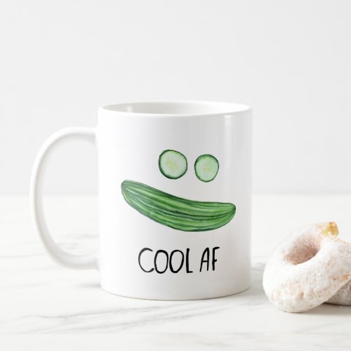 Cool as a Cucumber Cool AF Funny Watercolor Coffee Mug