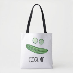 Cool as a Cucumber &quot;Cool AF&quot; Funny Watercolor Tote Bag