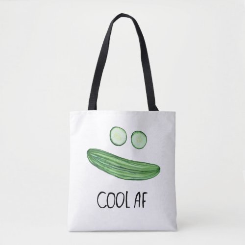 Cool as a Cucumber Cool AF Funny Watercolor Tote Bag