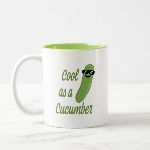 Cool as a Cucumber Cute Cucumber Cartoon Two_Tone Coffee Mug