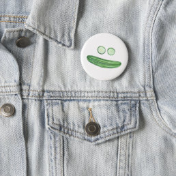 Cool as a Cucumber Funny Watercolor white Button
