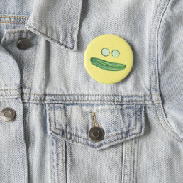 Cool as a Cucumber Funny Watercolor yellow Button