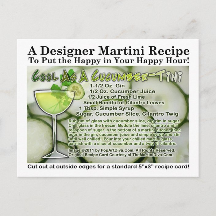 Cool As A Cucumber Martini Recipe Postcard