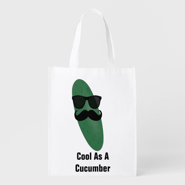 Cool As A Cucumber Reusable Grocery Bag (Front)
