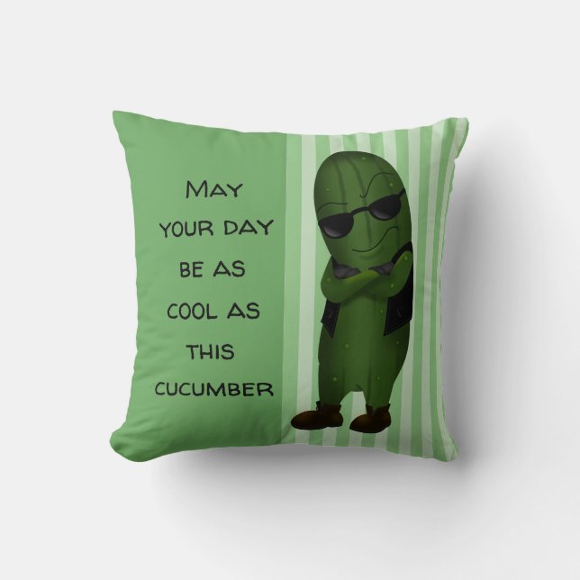 Cool As A Cucumber Throw Pillow (Front)
