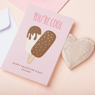 Cool As Ice Cream Kids Classroom Valentines Note Card