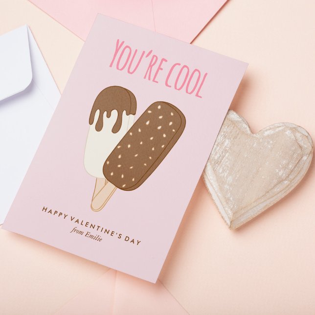 Cool As Ice Cream Kids Classroom Valentines Note Card (Creator Uploaded)