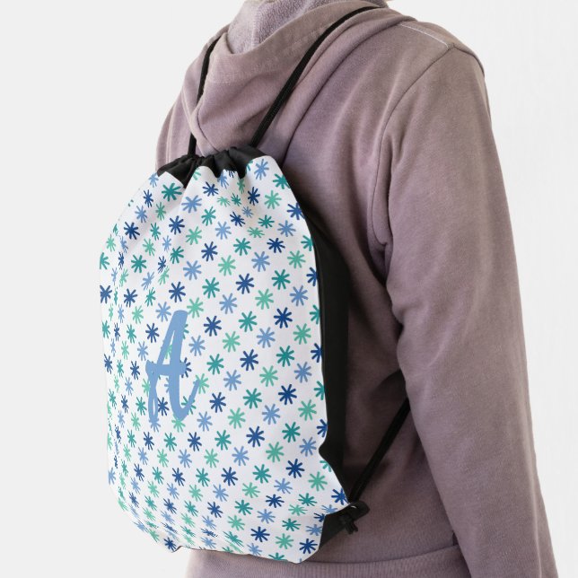 Cool AsteriskS Ocean Colors On White Customize Drawstring Bag (Insitu)