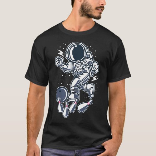 Cool Astronaut Bowling On Outer Space Galaxy T_Shirt