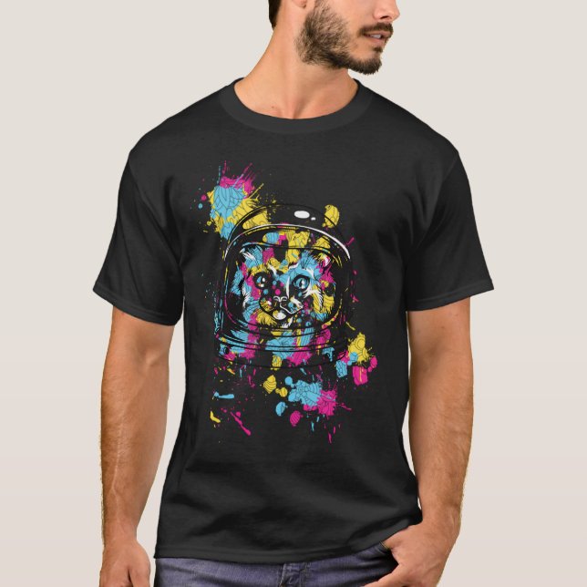Cool Astronaut Cat T-Shirt (Front)