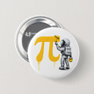 Cool Astronaut Painting Pi Symbol Pi Day  Button