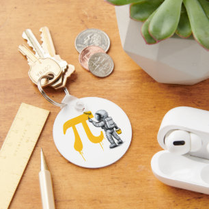 Cool Astronaut Painting Pi Symbol Pi Day Keychain