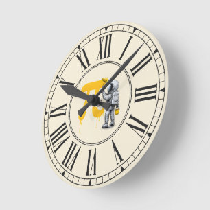 Cool Astronaut Painting Pi Symbol Pi Day Round Clock