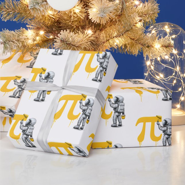 Cool Astronaut Painting Pi Symbol Pi Day  Wrapping Paper (Holidays)