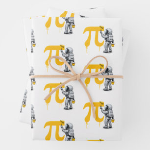 Cool Astronaut Painting Pi Symbol Pi Day Wrapping Paper Sheets