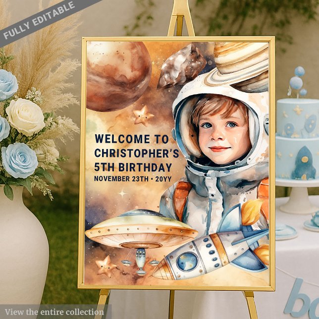 Cool Astronaut Planets and Stars Birthday Welcome  Foam Board (Cool Astronaut Planets and Stars Birthday Welcome Foam Board)