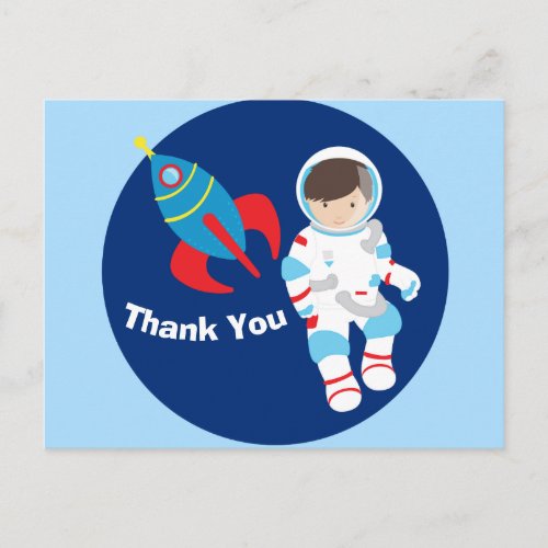 Cool Astronaut Rocket Ship Kids Thank You Postcard