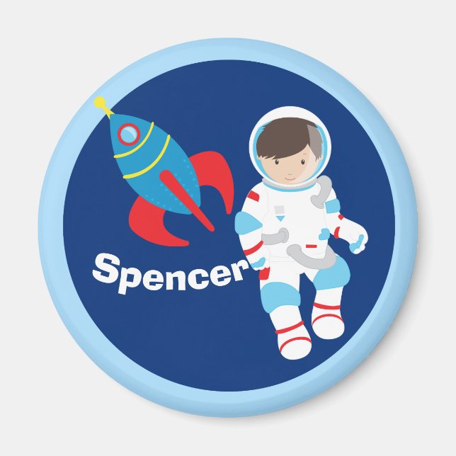 Cool Astronaut Rocket Ship Outer Space Magnet (Front)