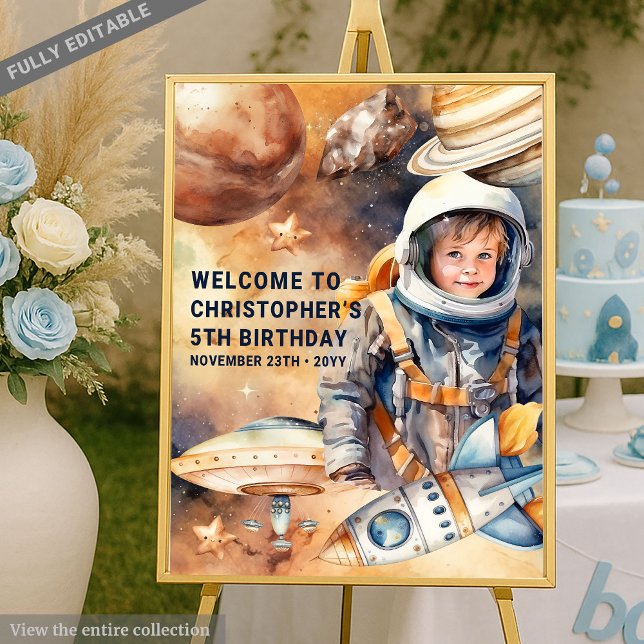 Cool Astronaut Space Adventure Party Welcome Sign (Cool Astronaut Space Adventure Party Welcome Sign)
