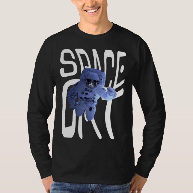 Cool Astronaut Space Cat T-Shirt (Front)