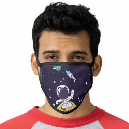 Cool Astronaut Space Man Exploring Outer Space Face Mask (Worn Him)