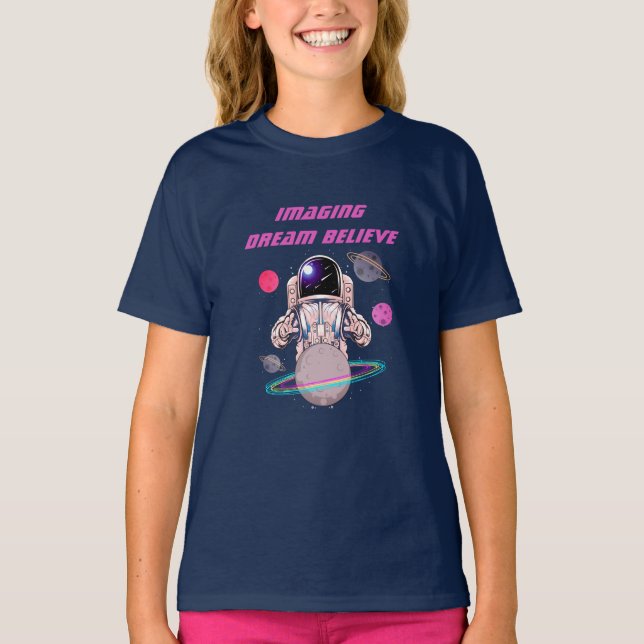 Cool Astronaut Space Star Planets T-Shirt (Front)