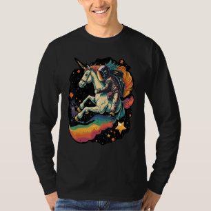 Cool Astronaut Spaceman Riding A Rainbow Unicorn I T-Shirt