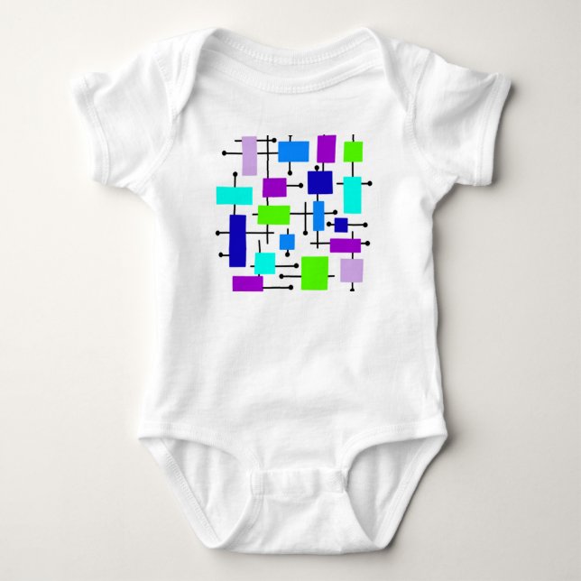 Cool Atomic Rectangles Baby Bodysuit (Front)