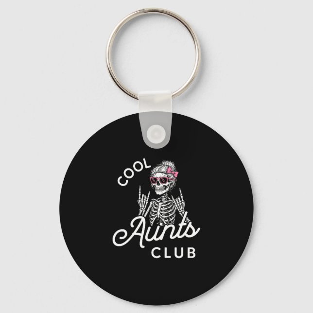 Cool Aunt Club Funny Skeleton Family Kids Women  Keychain (Front)