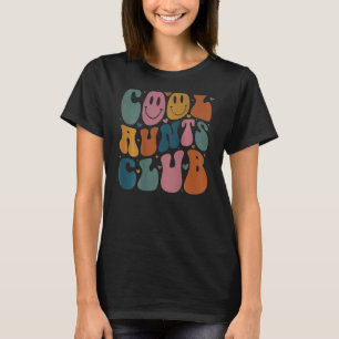Cool Aunt Club Groovy Retro Smile Heart on back T-Shirt