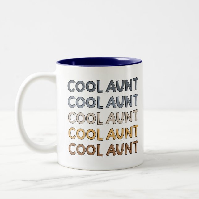 Cool Aunt Modern Cute Gifts for Auntie Two-Tone Coffee Mug (Left)