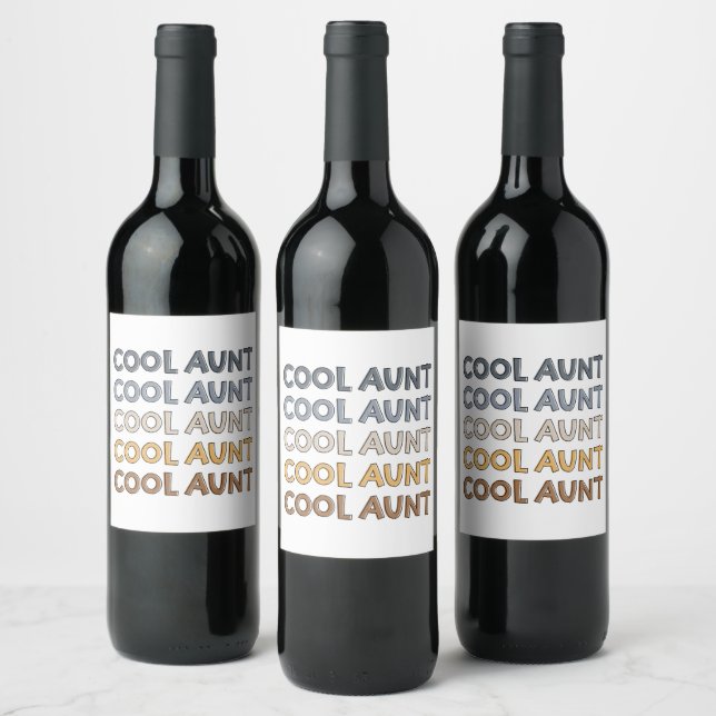 Cool Aunt Modern Cute Gifts for Auntie Wine Label (Bottles)