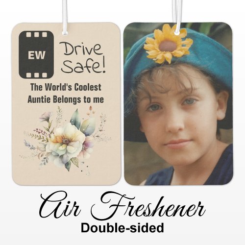 Cool Auntie add photo drive safe floral black Air Freshener