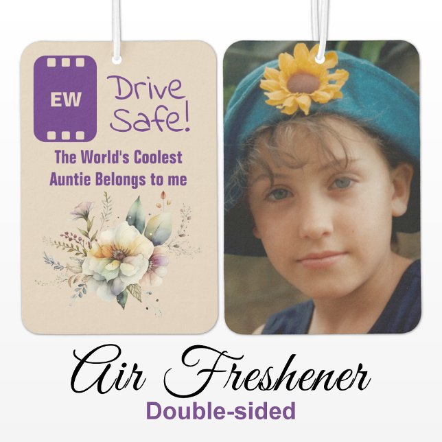 Cool Auntie add photo drive safe floral purple Air Freshener (Creator Uploaded)