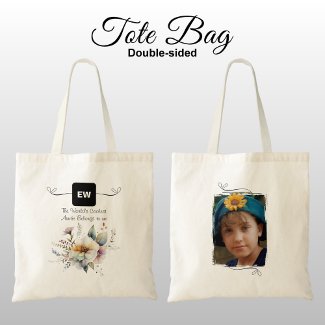 Cool Auntie add photo initials floral black