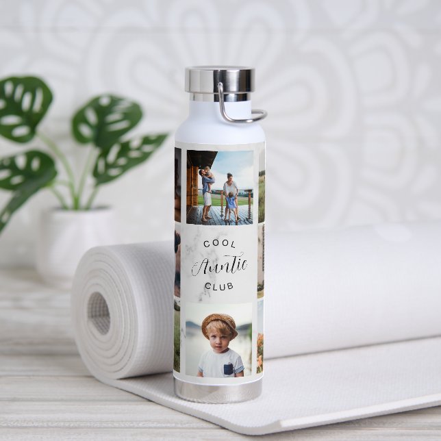 Cool Auntie Club | Modern Photo Collage Water Bottle (Yoga)