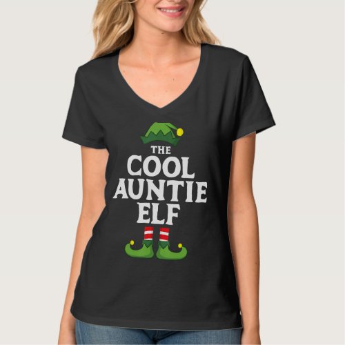 Cool Auntie Elf Matching Family Group Christmas Pa T_Shirt