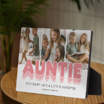 Cool Auntie Photo Collage Plaque<br><div class="desc">Modern aunt photo plaque featuring 3 pictures for you to replace with your own,  the title "auntie",  a personalized saying that reads "you make life a little sweeter",  and the kids names.</div>