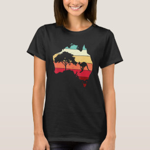 Cool Australia Map Kangaroo Rainbow Australian Aus T-Shirt