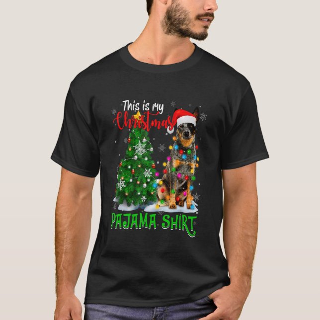 Cool Australian Cattle Dog Christmas Tree Lights S T-Shirt (Front)