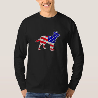 Cool Australian Cattle Dog Usa Flag Patriotic 4th  T-Shirt
