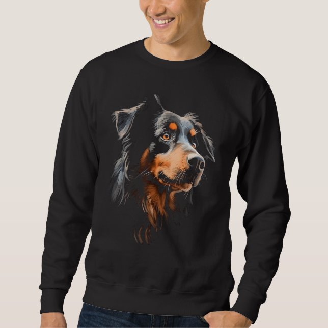Cool Australian Shepherd Face Awesome Sweatshirt (Front)