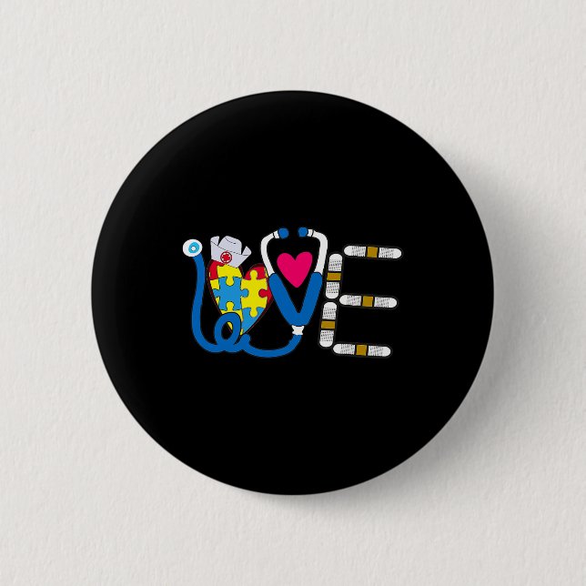 Cool Autism Awareness Day Design  Button (Front)