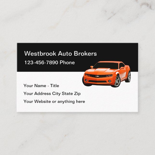 Cool Auto Broker Modern Business Cards Template (Front)